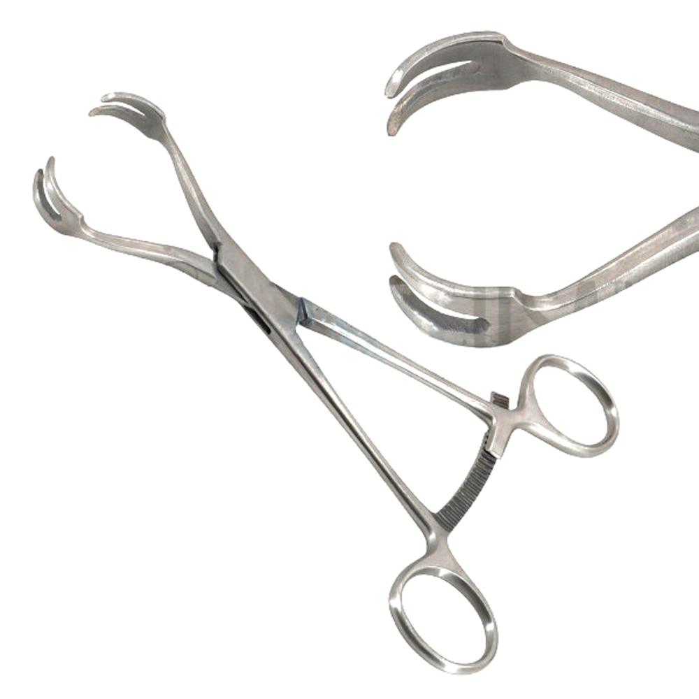 Twin Point Fragment Reduction Forceps 6 1/2? Curved with Long Ratchet