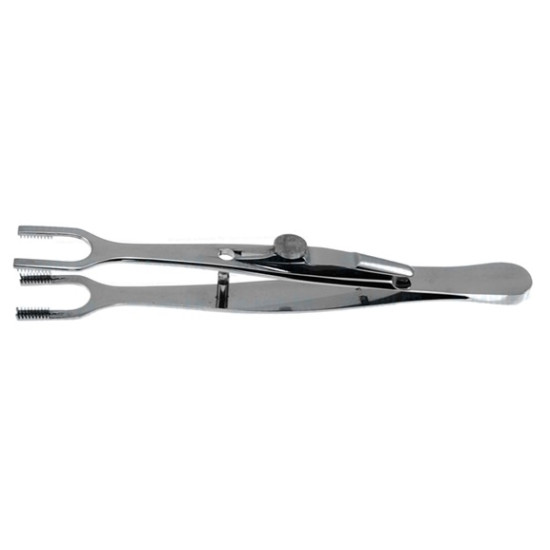 Price muscle biopsy clamp, 4 1/2”,double pronged fork tips